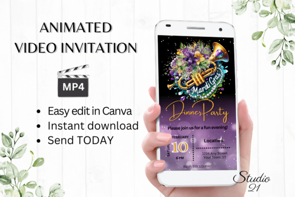 Celebrate the Season with a Smartphone Mardi Gras Invitation Template