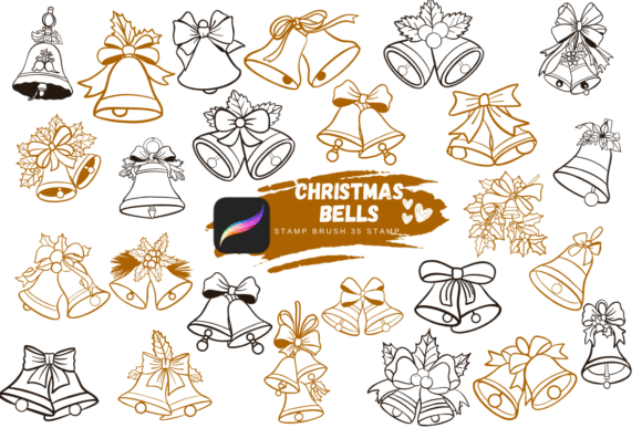 Christmas Bells: Sketch Style Procreate Stamp Brushes