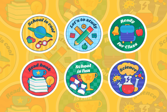 Cute Outline School Stickers for Creative Projects