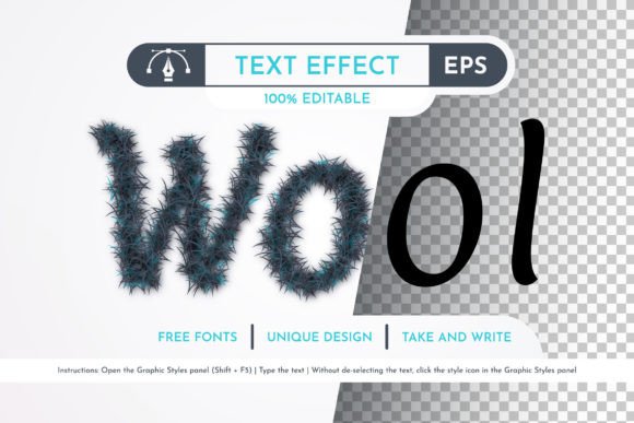 Dark Wool Editable Text Effect for Illustrator