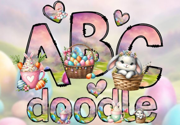 Doodle Letters PNG Easter Sublimation