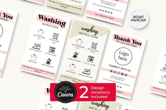 Editable Washing Care Card Printable