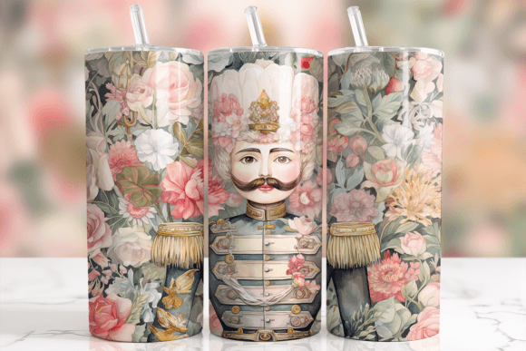 Floral Nutcracker Christmas Tumbler Wrap