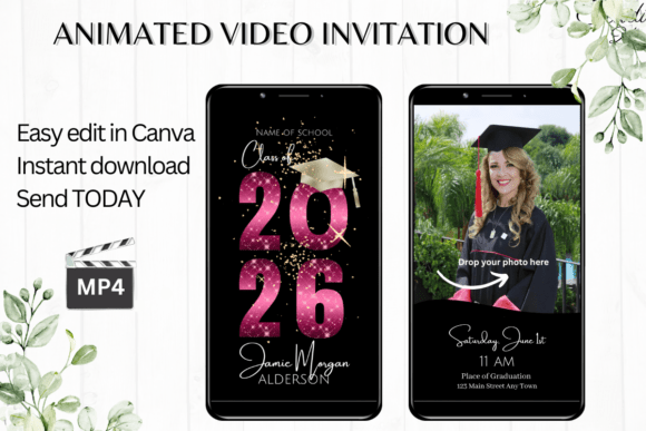 Sparkly Animated Graduation Invitation