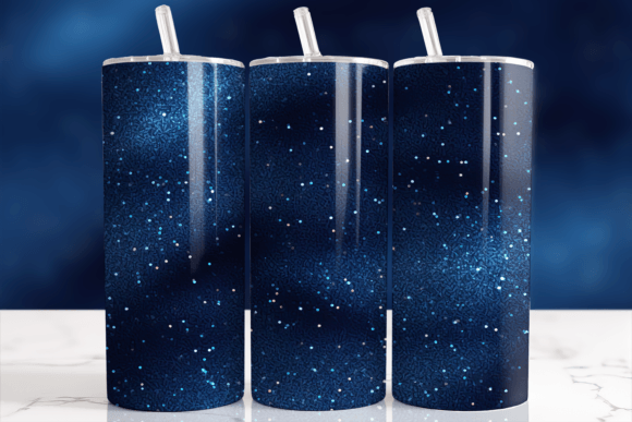 Transform Your Drinkware with the Deep Galaxy Blue Glitter Tumbler Wrap